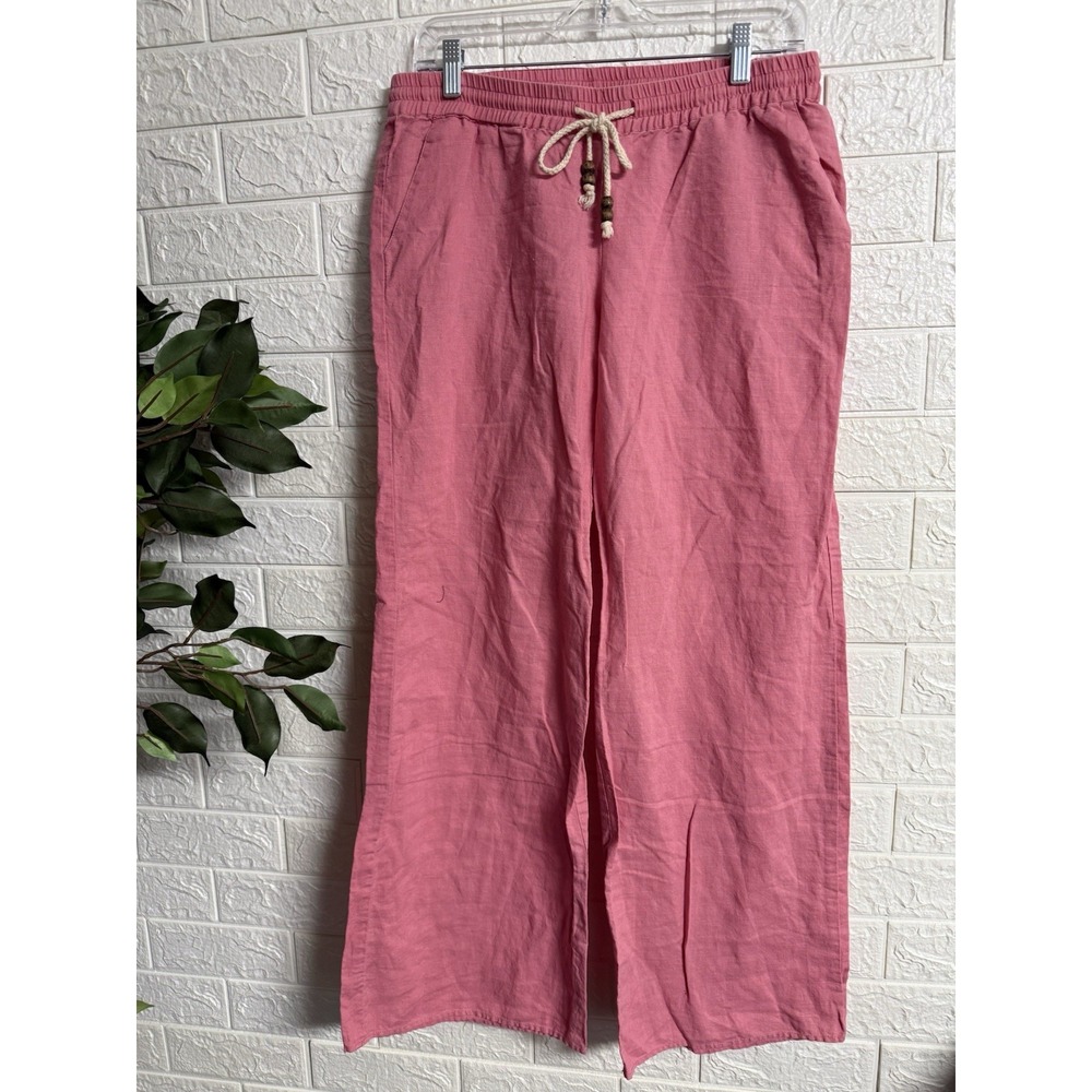 Quiksilver Pink Linen Cotton Blend Wide Leg Pants Women's Size M G10031 Boho